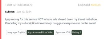 amazon prime video - rating 1 - review